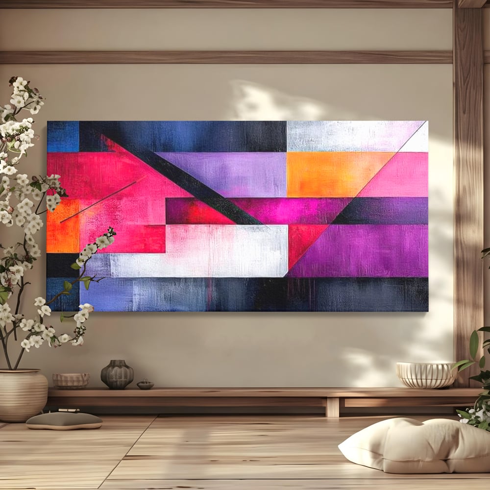 Tablou canvas cu tablou canvas cu compozitie geometrica abstracta, fara rama, pe sasiu de lemn